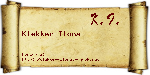 Klekker Ilona névjegykártya